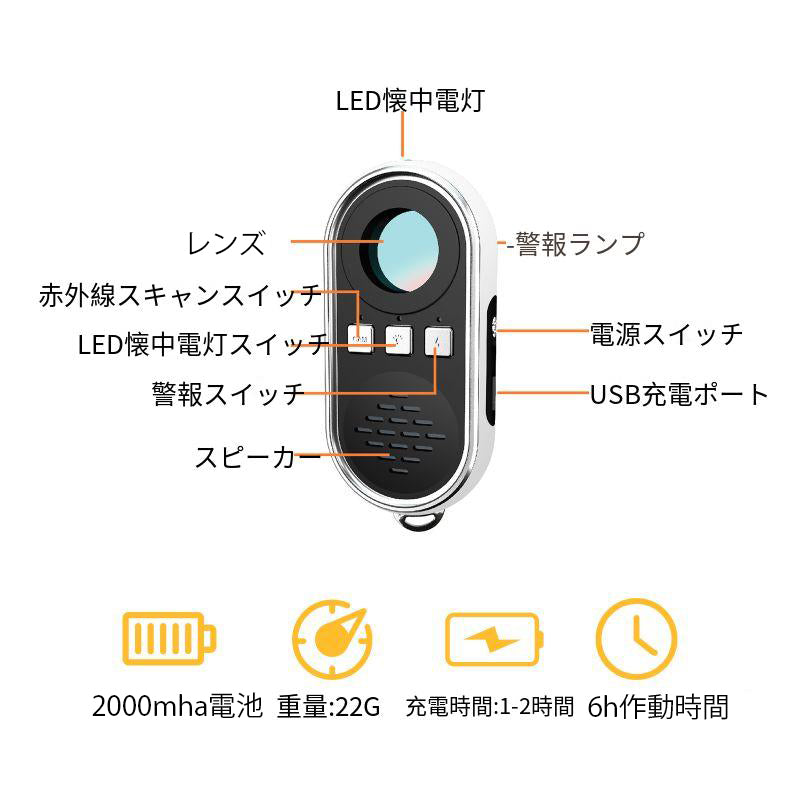 【プロもおすすめ! 小型探知機 】 GPS 盗聴器 発見器 小型探知機 盗撮カメラ 盗撮防止 盗聴防止 プロ仕様 隠しカメラ ストーカー 受信機 防犯グッズ 防犯対策 小型 高感度 出張先のホテルなどで活躍! TOLEC【1年保証】