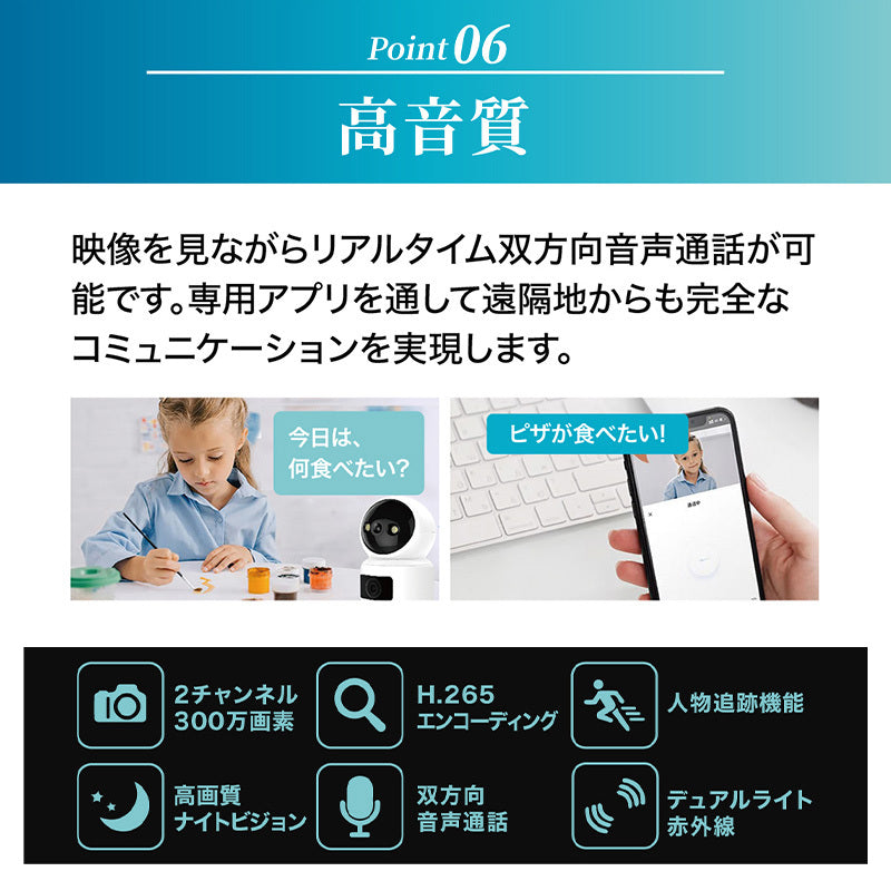 【泣き声検知・Wレンズ搭載で360°監視】TOLEC 見守りカメラ ベビーカメラ 泣き声検出 ベビーモニター 監視カメラ ペットカメラ 自動追跡 高画質 留守番 ナイトモード ワイヤレス屋内 介護 留守番 小型 スマホ アプリ 威嚇発光 AI